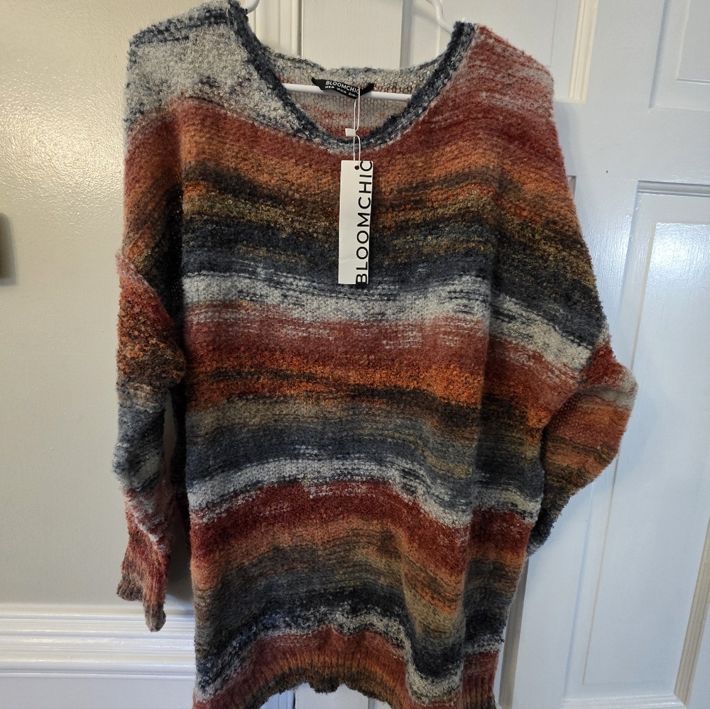 BloomChic Cozy Striped Sweater in Earth Tones